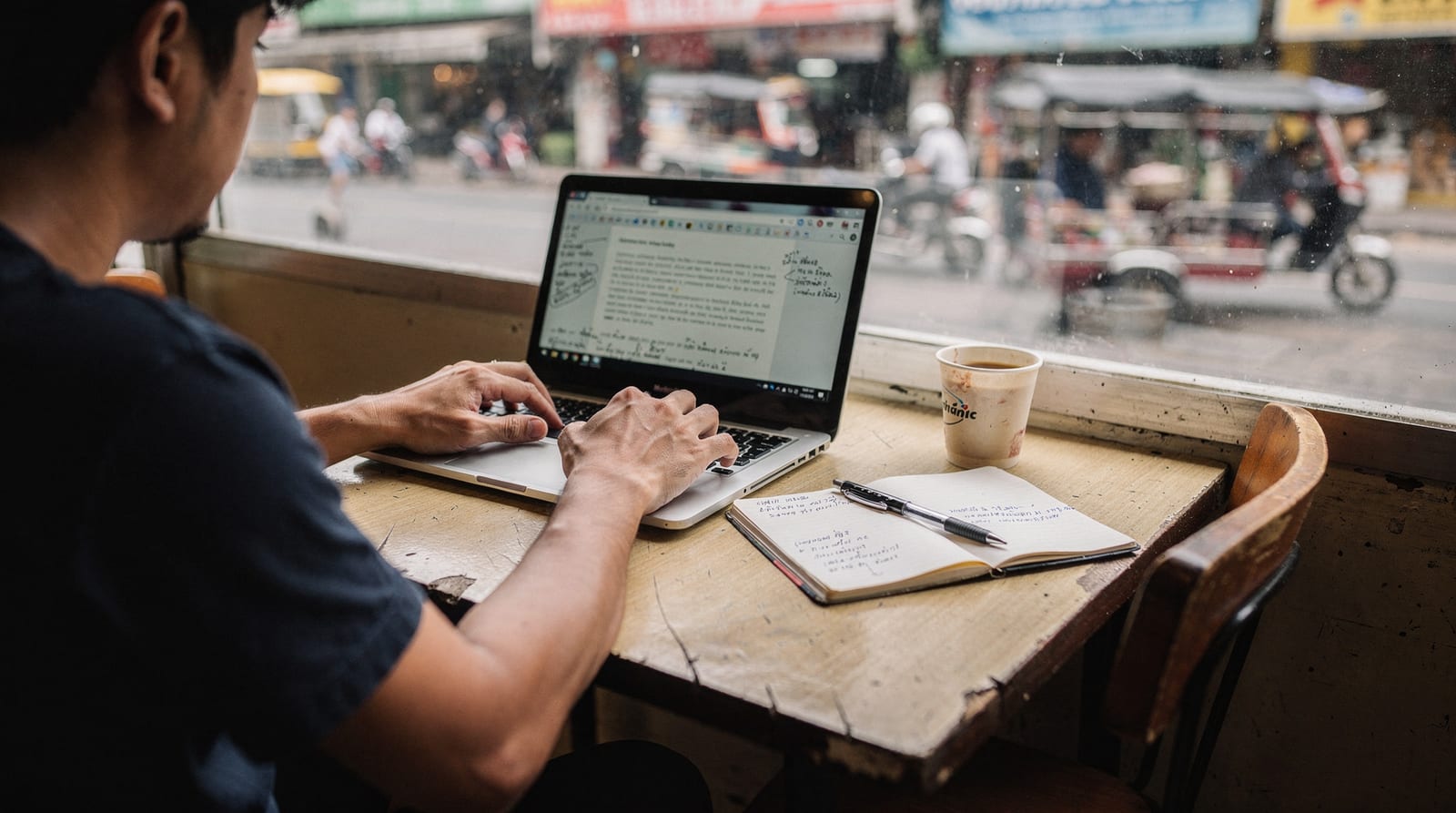 Editorial review of agency paperwork and ministry records against a Bangkok work desk.